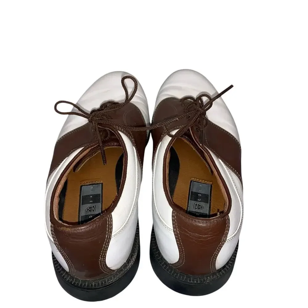 Nike Air Leather Golf Shoes Men’s 9 Brown White‎ Spikeless Oxford